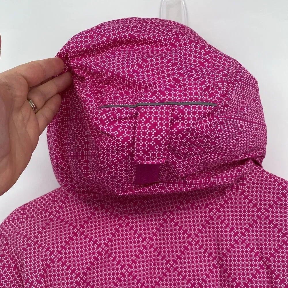 Columbia Pink Puffer Winter Coat Reflectors Hooded Girls Large 14/16